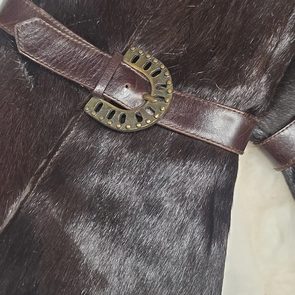 Vintage 90's Dark Brown Pony Hair Heeled Boots with Pointed Toe - Picture 10 of 14